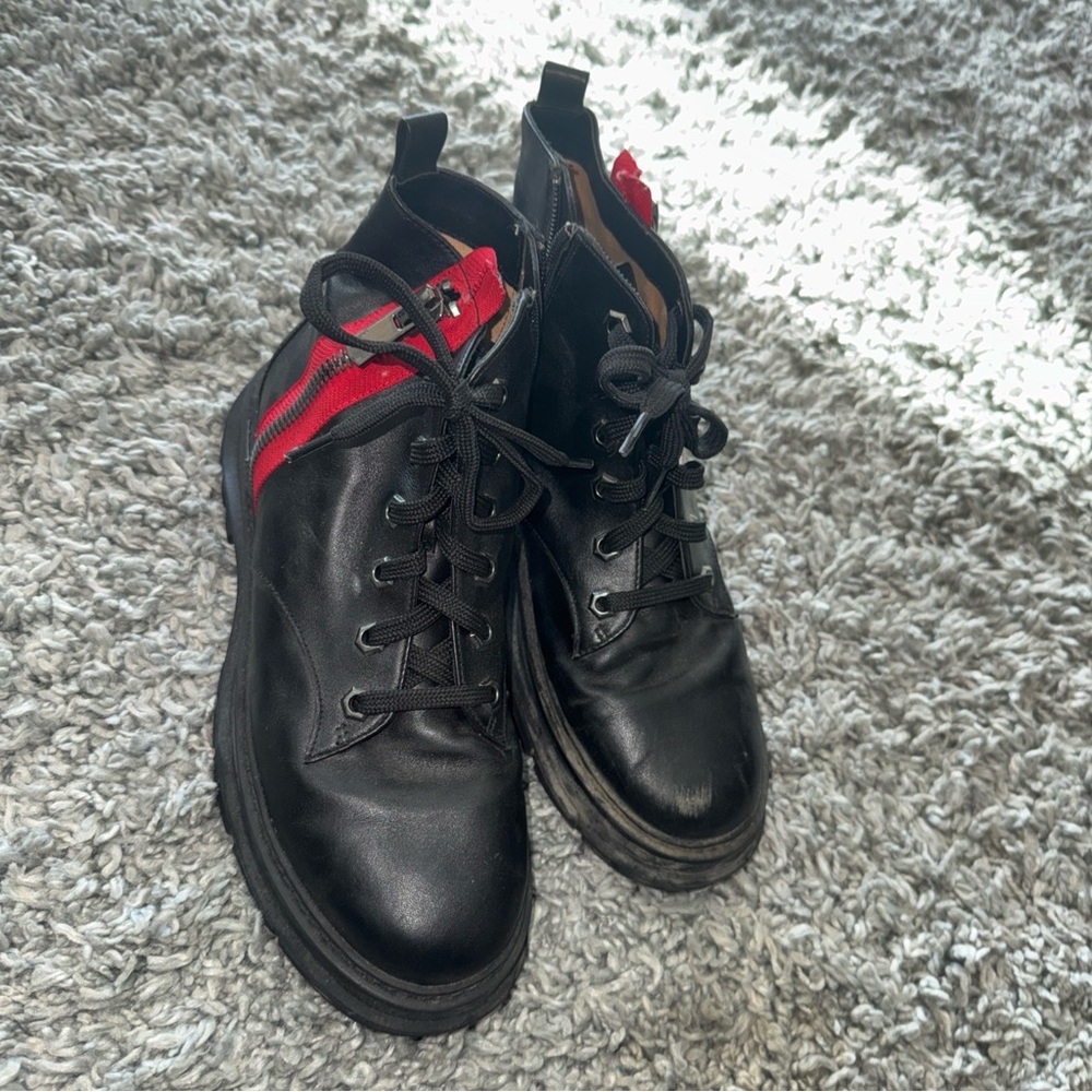 Stylish Black and Red Ankle Boots